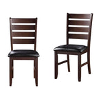 Ladder Back Dining Side Chairs, Faux Leather, Set of 2 – Espresso / Black & Brown / Black & Dark Brown