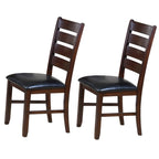 Ladder Back Dining Side Chairs, Faux Leather, Set of 2 – Espresso / Black & Brown / Black & Dark Brown