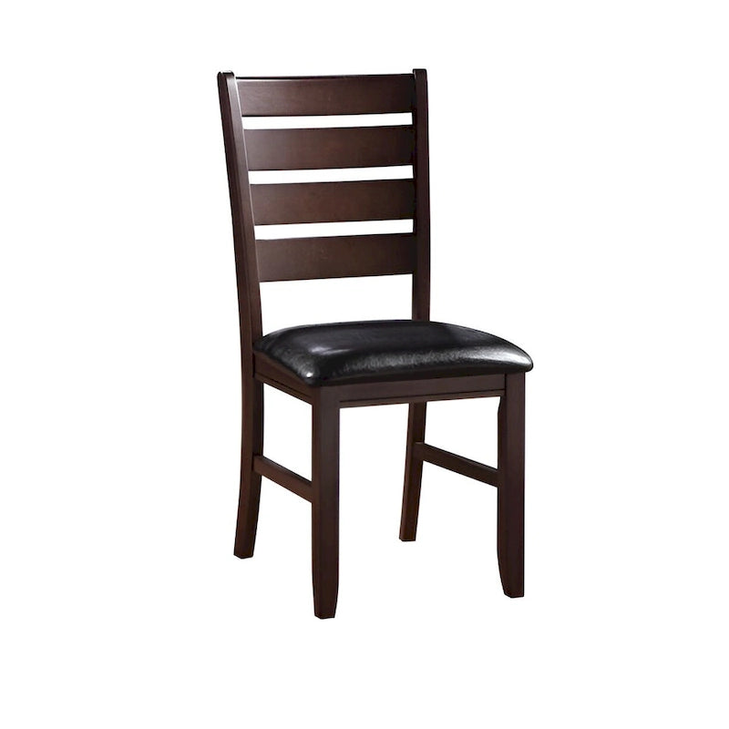 Ladder Back Dining Side Chairs, Faux Leather, Set of 2 – Espresso / Black & Brown / Black & Dark Brown