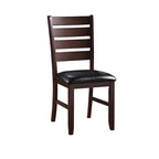 Ladder Back Dining Side Chairs, Faux Leather, Set of 2 – Espresso / Black & Brown / Black & Dark Brown