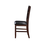 Ladder Back Dining Side Chairs, Faux Leather, Set of 2 – Espresso / Black & Brown / Black & Dark Brown