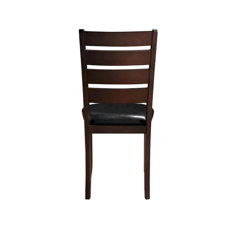Ladder Back Dining Side Chairs, Faux Leather, Set of 2 – Espresso / Black & Brown / Black & Dark Brown