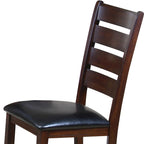Ladder Back Dining Side Chairs, Faux Leather, Set of 2 – Espresso / Black & Brown / Black & Dark Brown