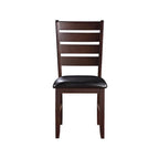 Ladder Back Dining Side Chairs, Faux Leather, Set of 2 – Espresso / Black & Brown / Black & Dark Brown