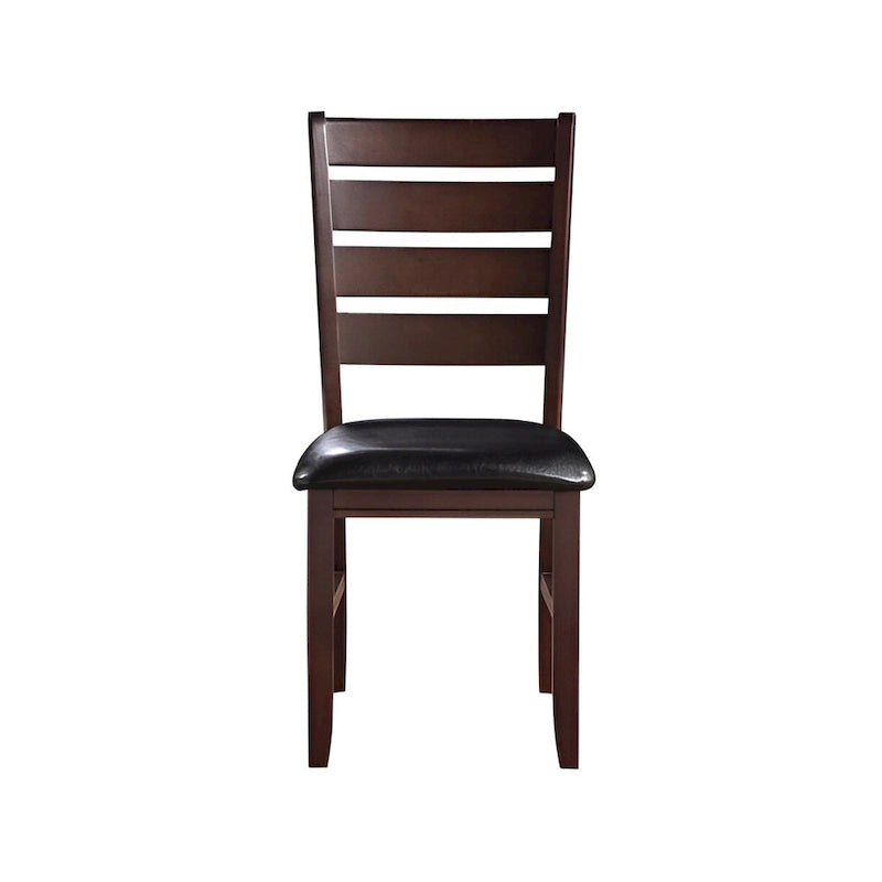 Ladder Back Dining Side Chairs, Faux Leather, Set of 2 – Espresso / Black & Brown / Black & Dark Brown