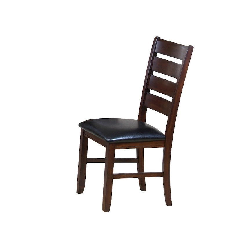 Ladder Back Dining Side Chairs, Faux Leather, Set of 2 – Espresso / Black & Brown / Black & Dark Brown