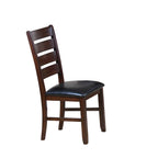 Ladder Back Dining Side Chairs, Faux Leather, Set of 2 – Espresso / Black & Brown / Black & Dark Brown
