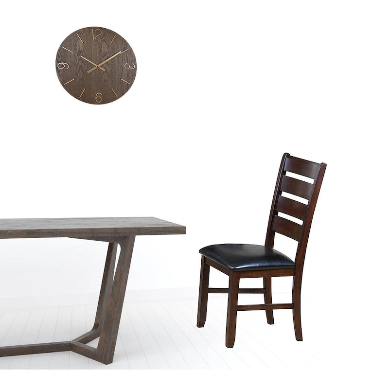 Ladder Back Dining Side Chairs, Faux Leather, Set of 2 – Espresso / Black & Brown / Black & Dark Brown
