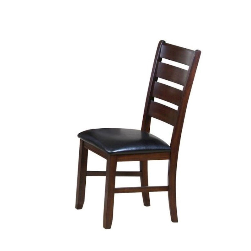 Ladder Back Dining Side Chairs, Faux Leather, Set of 2 – Espresso / Black & Brown / Black & Dark Brown