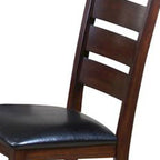 Ladder Back Dining Side Chairs, Faux Leather, Set of 2 – Espresso / Black & Brown / Black & Dark Brown