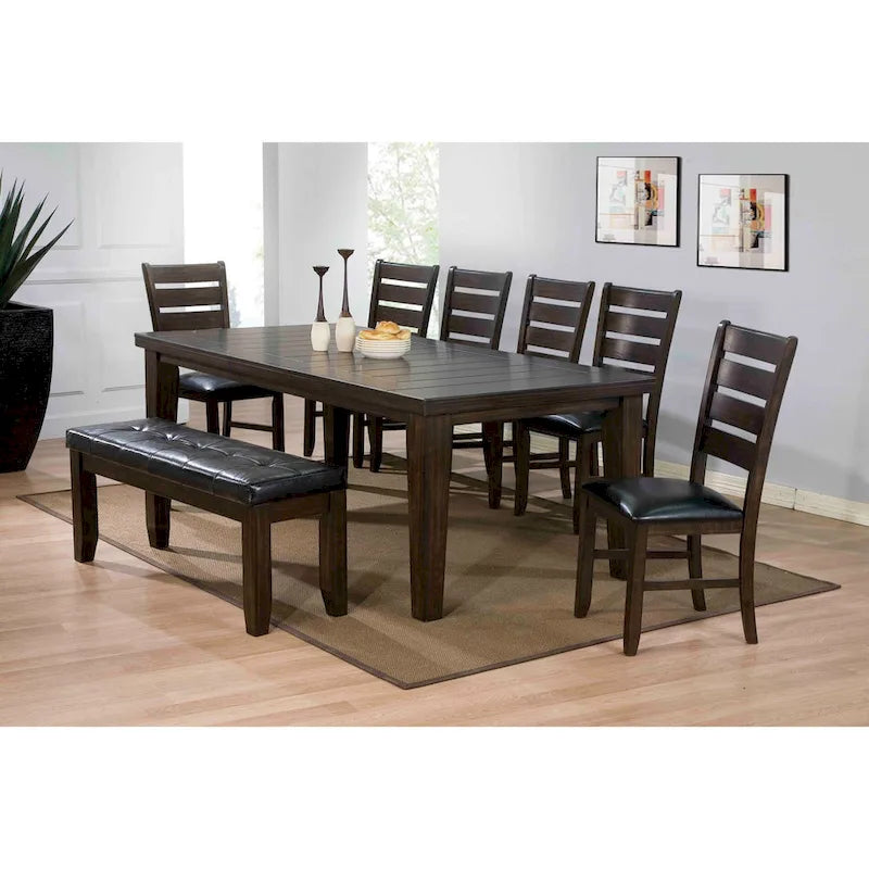 Ladder Back Dining Side Chairs, Faux Leather, Set of 2 – Espresso / Black & Brown / Black & Dark Brown