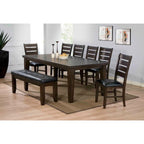 Ladder Back Dining Side Chairs, Faux Leather, Set of 2 – Espresso / Black & Brown / Black & Dark Brown