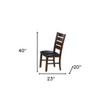 Ladder Back Dining Side Chairs, Faux Leather, Set of 2 – Espresso / Black & Brown / Black & Dark Brown