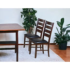 Ladder Back Dining Side Chairs, Faux Leather, Set of 2 – Espresso / Black & Brown / Black & Dark Brown