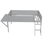 Grey Twin Loft Bed with Desk, Single