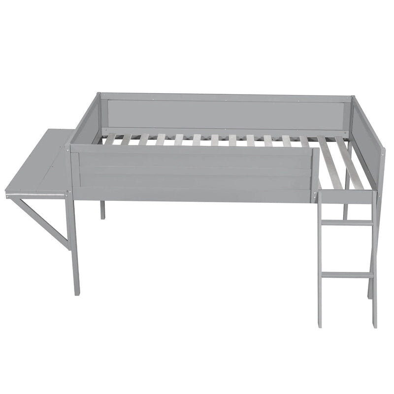 Grey Twin Loft Bed with Desk, Single