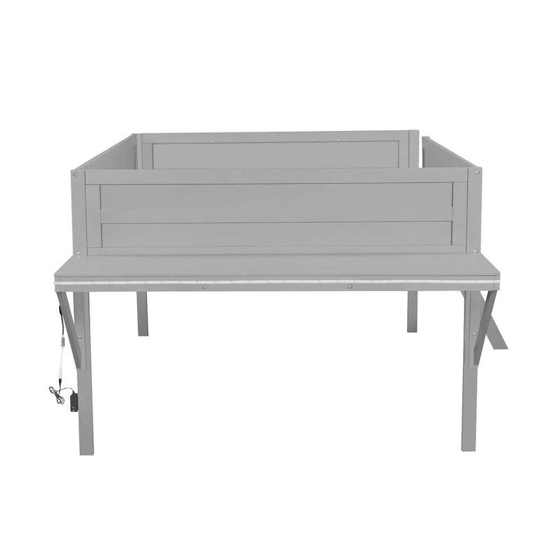 Grey Twin Loft Bed with Desk, Single
