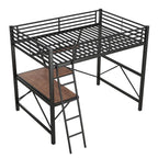 Black / Silver Metal Loft Bed with Desk & Shelf, Twin / Full, 1-Person