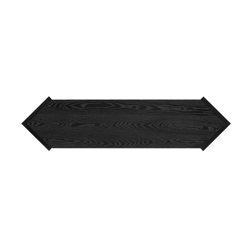 Black / Antique Blue Arrow-Shaped Console Table with Rattan Panel, 2-Person Entryway, Open Shelf