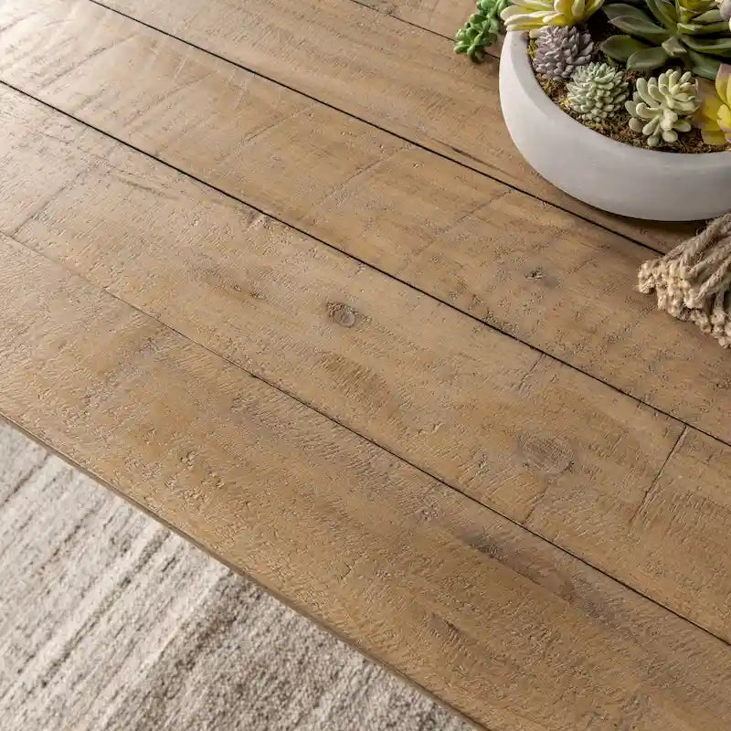 Natural Reclaimed Pine Rustic Plank Dining Table, Seats 6