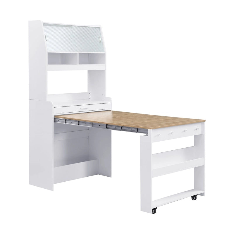 White / Natural / Walnut Buffet Cabinet with Foldable Table for 4–6