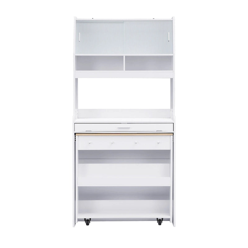 White / Natural / Walnut Buffet Cabinet with Foldable Table for 4–6