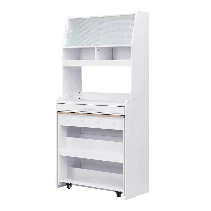 White / Natural / Walnut Buffet Cabinet with Foldable Table for 4–6
