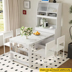 White / Natural / Walnut Buffet Cabinet with Foldable Table for 4–6