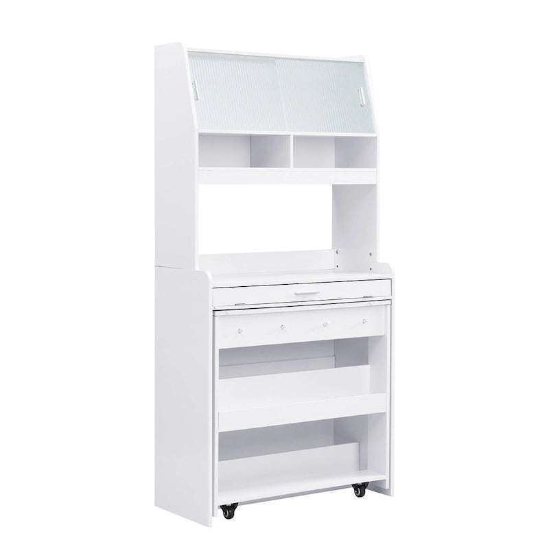 White / Natural / Walnut Buffet Cabinet with Foldable Table for 4–6