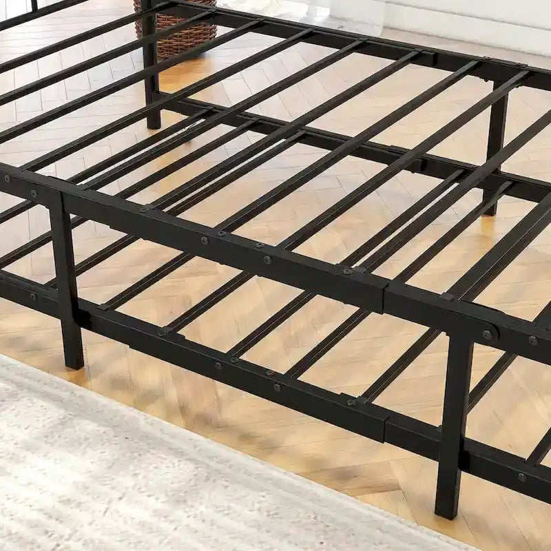 Black Metal Twin Daybed with Trundle, Sleeps 2