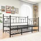 Black Metal Twin Daybed with Trundle, Sleeps 2