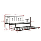 Black Metal Twin Daybed with Trundle, Sleeps 2