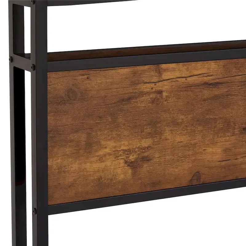 Brown & Black Queen Storage Bed Frame with LED Lights, 2 Drawers, For 1-2 People