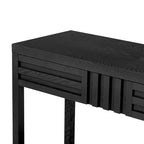 Brown / Black / Navy Blue Stripe Console Table — Ash Veneer & Fir Wood Legs, 2 Drawers