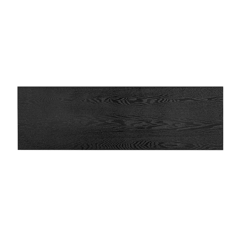 Brown / Black / Navy Blue Stripe Console Table — Ash Veneer & Fir Wood Legs, 2 Drawers