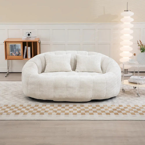 Beige Chenille High Back Loveseat, 2-Person