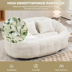 Beige Chenille High Back Loveseat, 2-Person