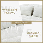 Beige Chenille High Back Loveseat, 2-Person