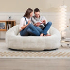Beige Chenille High Back Loveseat, 2-Person