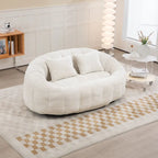 Beige Chenille High Back Loveseat, 2-Person