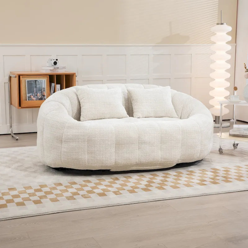 Beige Chenille High Back Loveseat, 2-Person