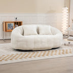 Beige Chenille High Back Loveseat, 2-Person