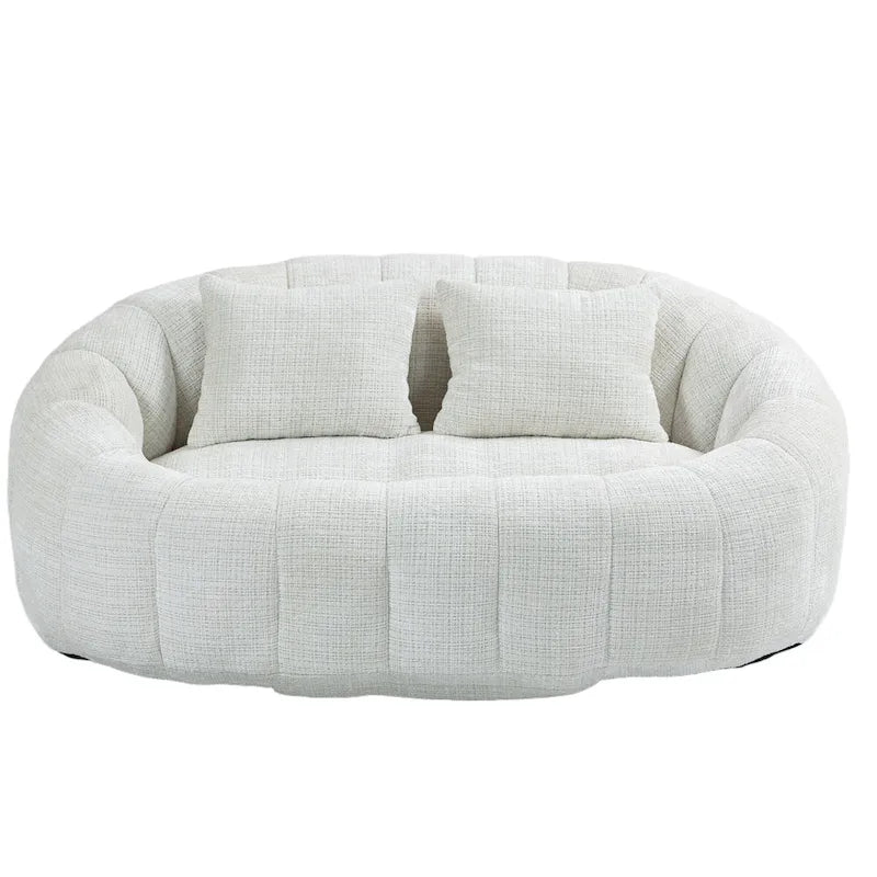 Beige Chenille High Back Loveseat, 2-Person