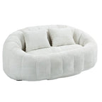 Beige Chenille High Back Loveseat, 2-Person