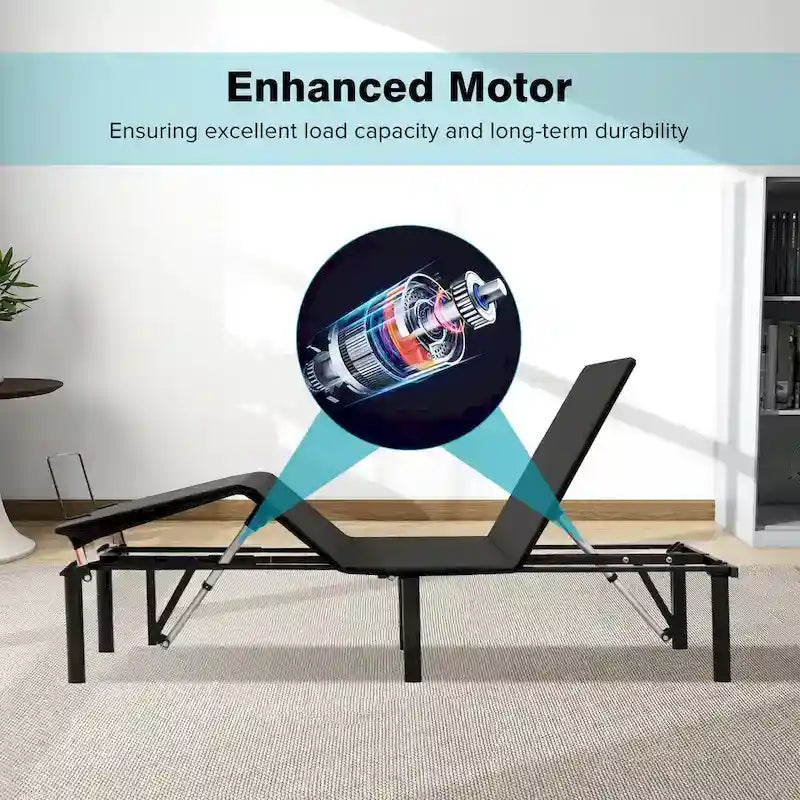 Black King Size Adjustable Bed Base for Two, Wireless Remote