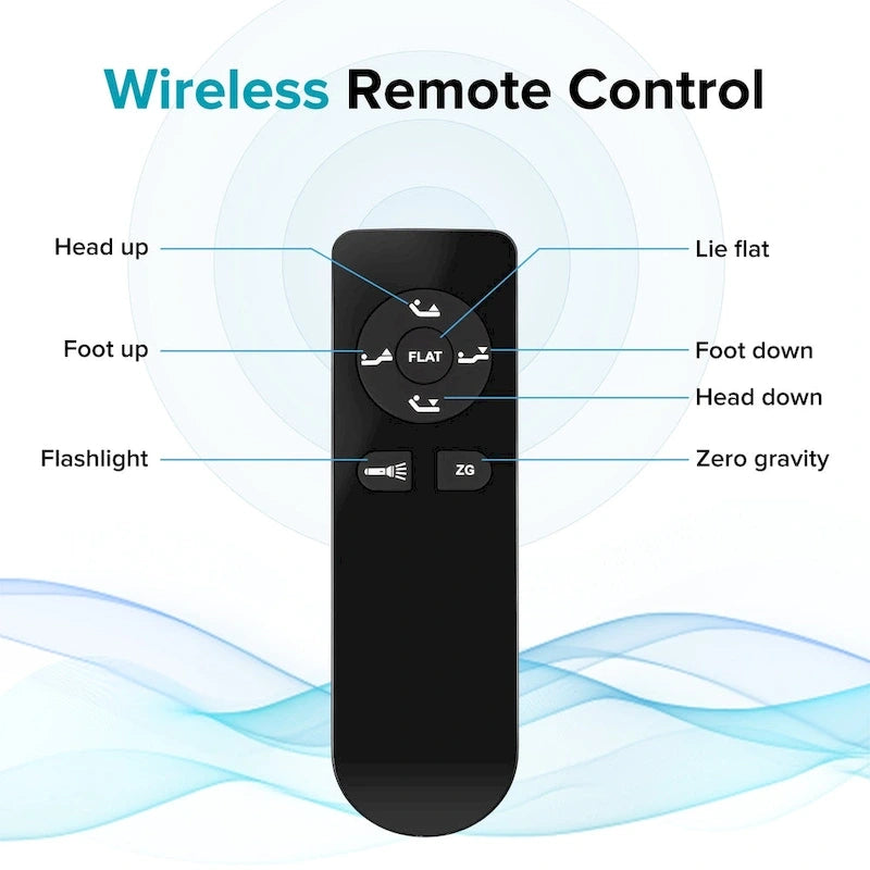Black King Size Adjustable Bed Base for Two, Wireless Remote