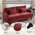Red Chenille Loveseat, 2-Seater