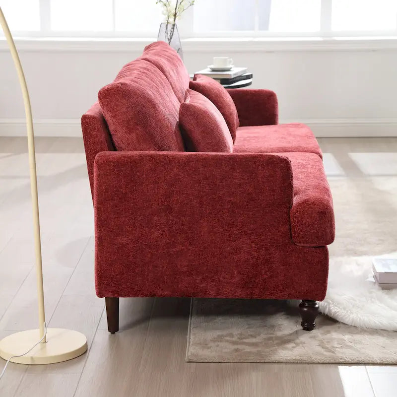 Red Chenille Loveseat, 2-Seater