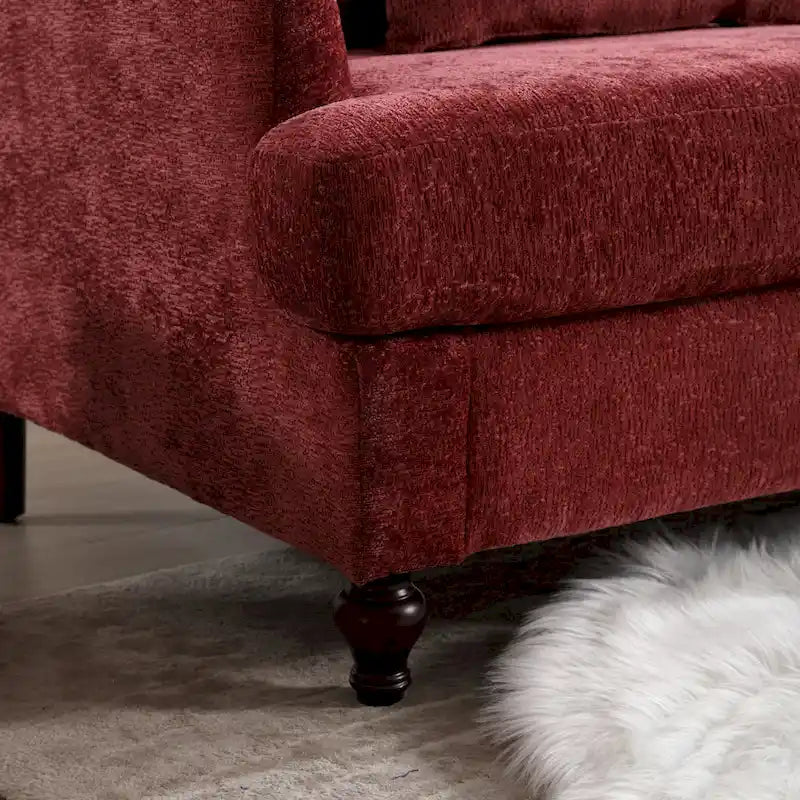Red Chenille Loveseat, 2-Seater
