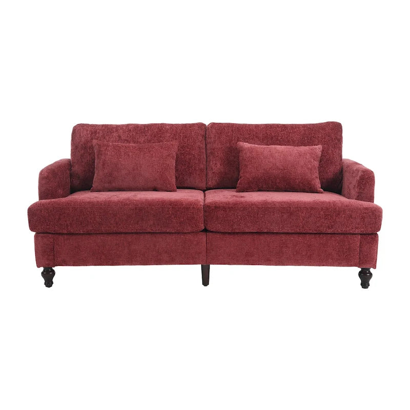 Red Chenille Loveseat, 2-Seater